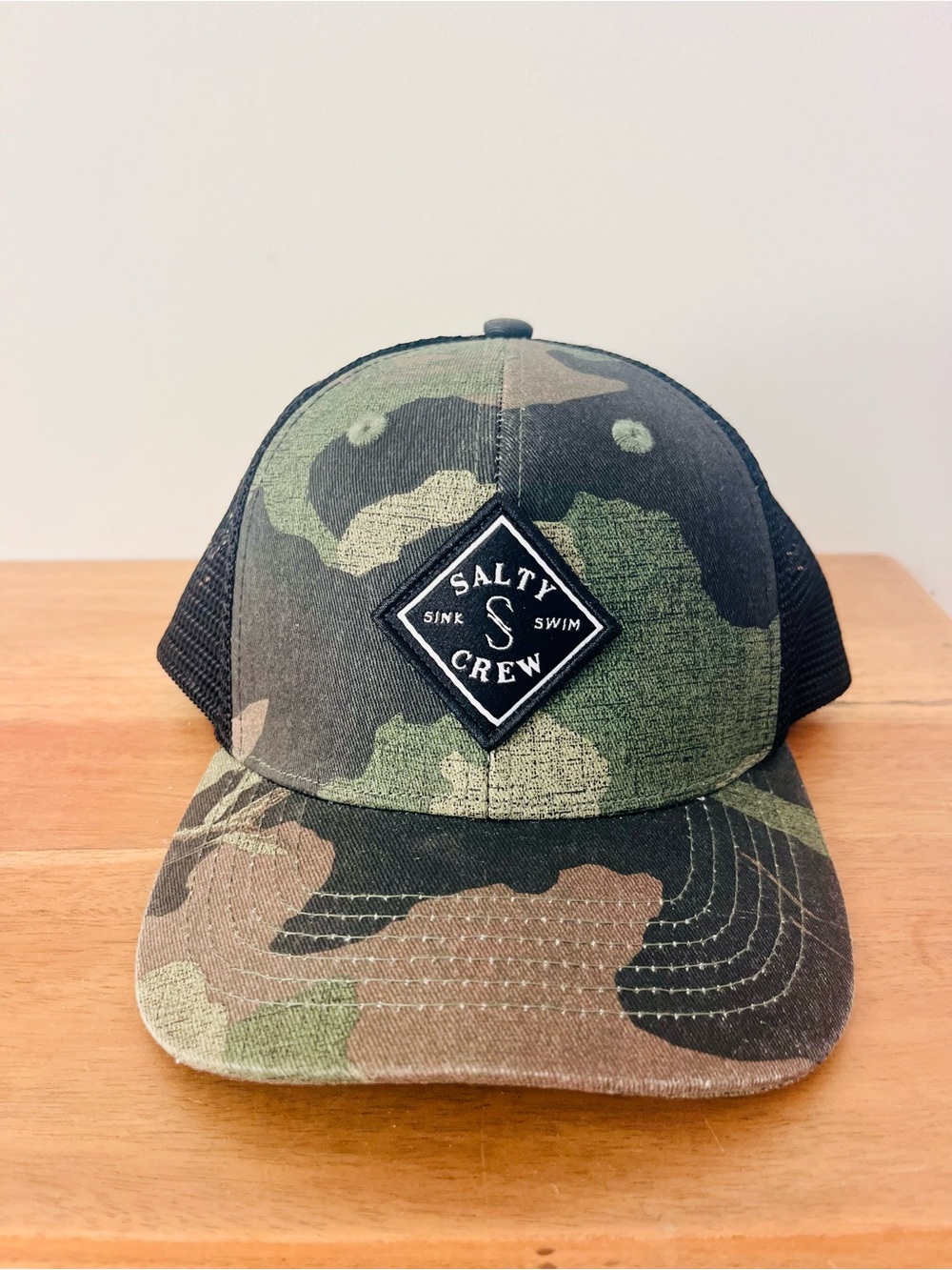 Salty Crew Camo Mesh Trucker Hat - Green Brown Black NWOT